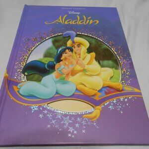 NEW DISNEY CLASSICS ALLADIN HC PICTURE STORYBOOK GLITTER CUTOUT COVER 2017 RARE